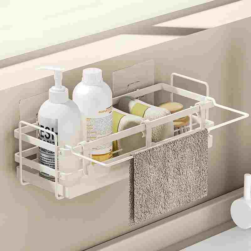 德国进口厨房置物架壁挂抹布收纳架免打孔水槽家用台面海绵沥水架