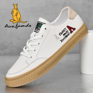 男真皮皮鞋 AUSFAMDS 防滑百搭潮流休闲板鞋 澳洲名袋鼠秋季 男 新款