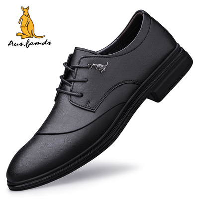 澳洲名袋鼠真皮商务正装德比鞋男