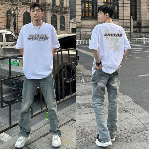 设计感大码白短袖男夏季纯棉宽松