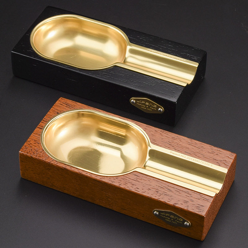正品JIFENG季风雪茄烟灰缸实木黄铜雪茄烟缸单支便携家用办公皆可