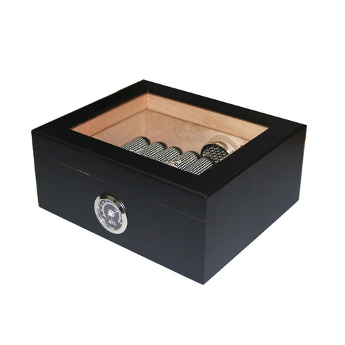 现货雪松木雪茄盒玻璃顶展示雪茄保湿盒大容量收纳烟盒便携雪茄箱