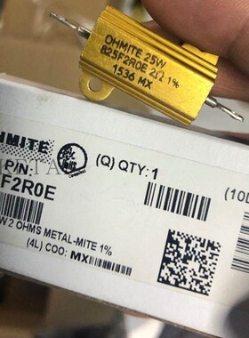 825F2R0E  全新原装美国OHMITE 25W 2R 2欧 1% 进口铝壳绕线电阻