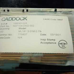 美国CADDOCK家当金脚高精密无感电阻ML181 3.01MEG 1W 0.1% 3.01M