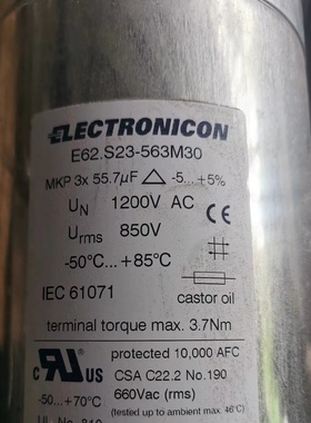 拆机德国 ELECTRONICONE E62.S23-563M30 1200V 850v 3×55.7UF