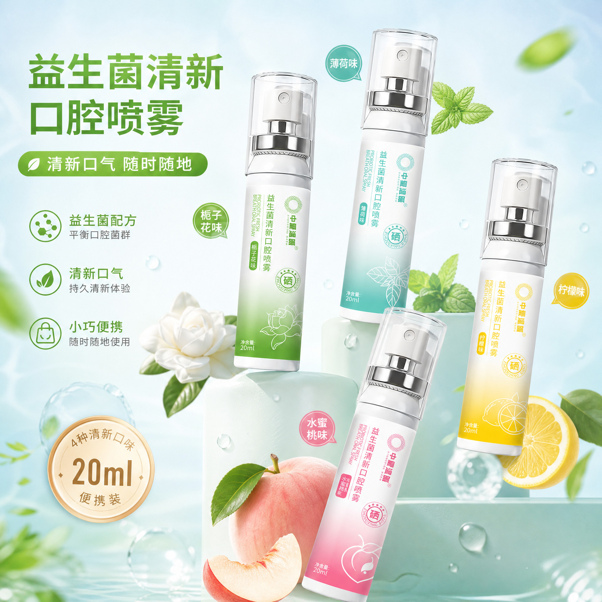 口腔喷雾清新剂益生菌祛异味持久留香温和不辣口无酒精接吻神器