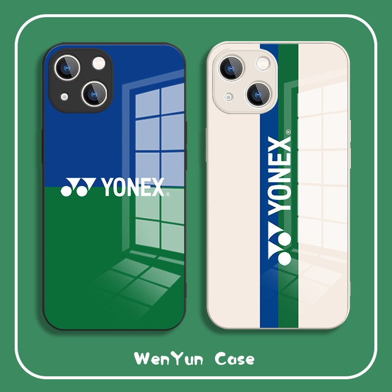 尤尼克斯手机壳苹果13液态玻璃iphone14promax新款15羽毛球12mini潮牌xs拼色xr个性11男生x镜面7/8plus保护套