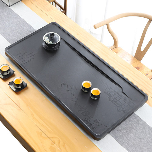 天然乌金石茶盘单盘家用简约现代客厅整块高档石盘石头茶海茶台盘