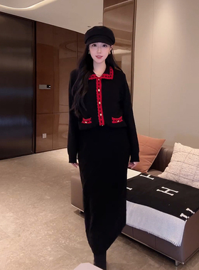 大李plus“Co.Co系列香风针织”蚂蚁线羊驼混纺针织开衫-D5MM3358