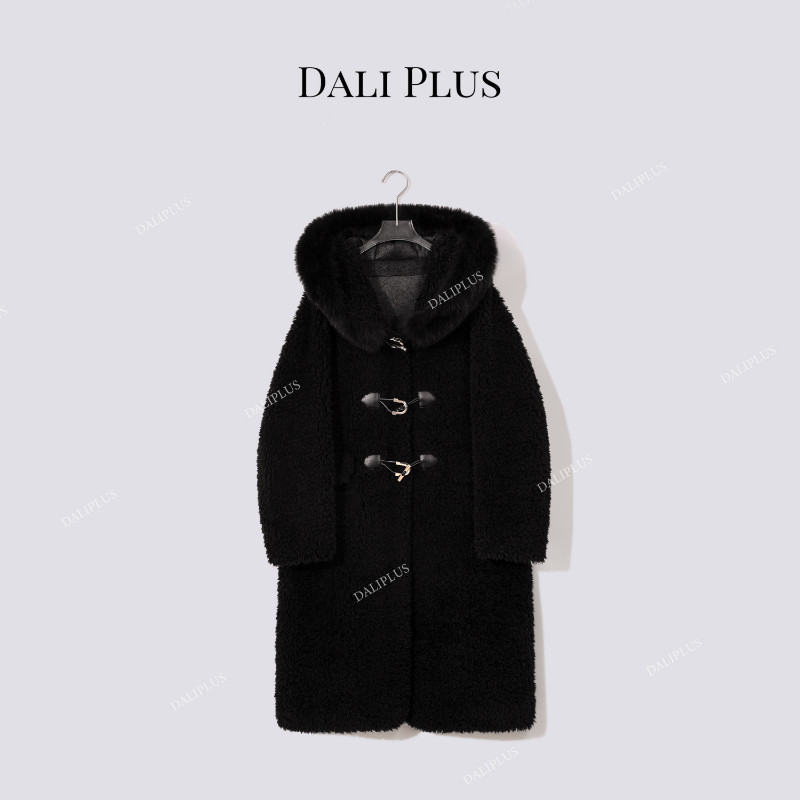 “超大狐狸毛连帽加厚羊毛大衣”牛角扣长款外套-D5SC0033,女装/女士精品,毛呢外套,淘宝优惠券,粉丝福利购,淘宝优惠卷