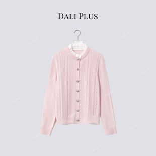 针织 蕾丝花边立领单排扣长袖 D5MM2635 绵羊毛