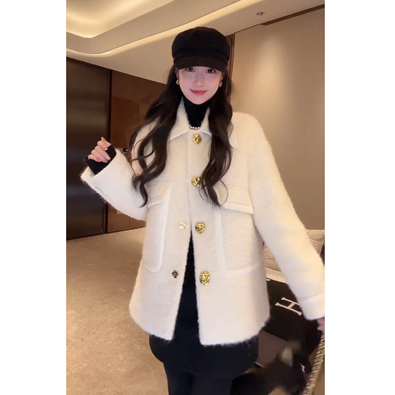 羊驼毛马海毛圈圈呢外套