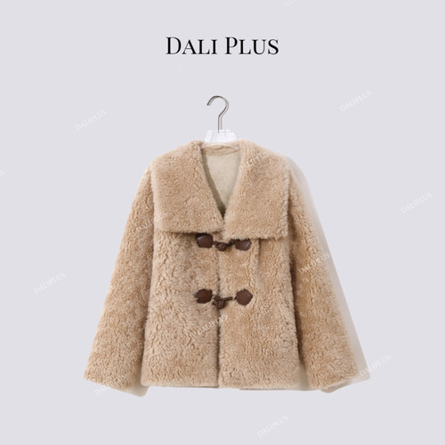 “100羊毛手工盘扣颗粒毛外套”短款长袖外套-D5CH4681