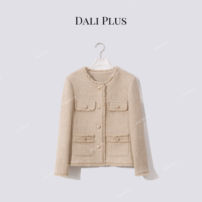 “流苏边香风外套”高克重羊毛小香风短外套-D5TY0116