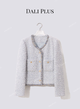 “蓝金香风”法式单排扣编织带外套-D5CH4836