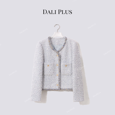 “蓝金香风”法式单排扣编织带外套-D5CH4836