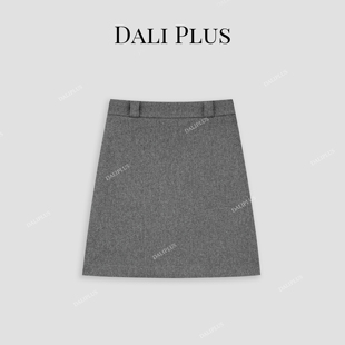 大李plus秋冬时髦穿搭高腰百搭高级灰人字纹羊毛半裙 D4ST0094