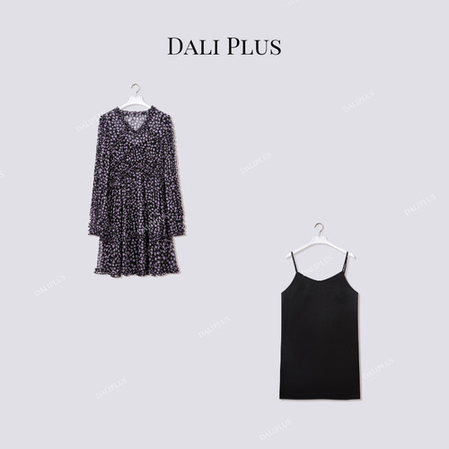 大李plus“桔梗花碎花连衣裙”法式浪漫别致连衣裙-SD604176