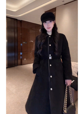 大李plus三星95白鹅绒羽绒服女冬季长款黑色收腰显瘦保暖大衣外套