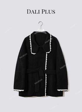 【黑苏力羊驼圈圈毛+澳毛】撞色花边双面呢-D5CK2121-1