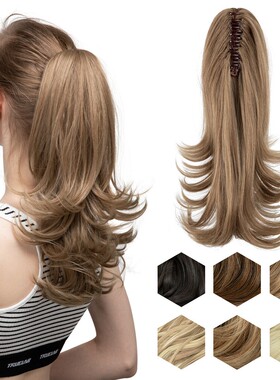 欧美抓夹马尾假发女自然梨花卷虎爪卷马尾hair ponytail
