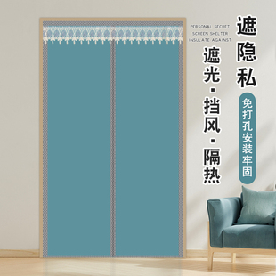 中式布艺遮挡隐私门帘防蚊家用卧室高级感空调隔断帘遮光防尘磁吸