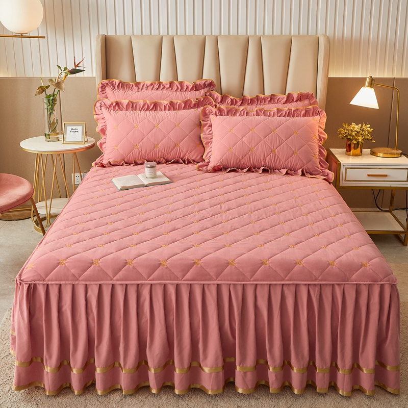 床围裙花边款床单防滑床罩套定做