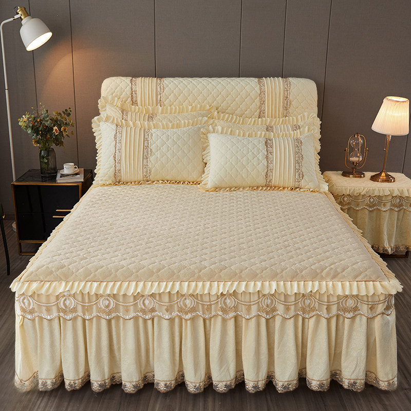 冬季水晶绒床裙床罩三件套加厚防滑床套加棉防尘罩席梦思保护套,床上用品,床裙,淘宝优惠券,粉丝福利购,淘宝优惠卷