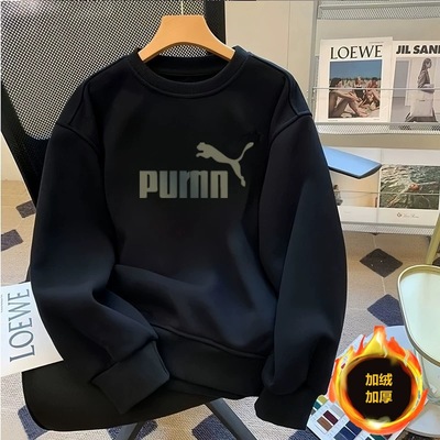 奥莱秋冬款加绒加厚卫衣男纯棉圆领大码宽松休闲百搭青年运动长袖