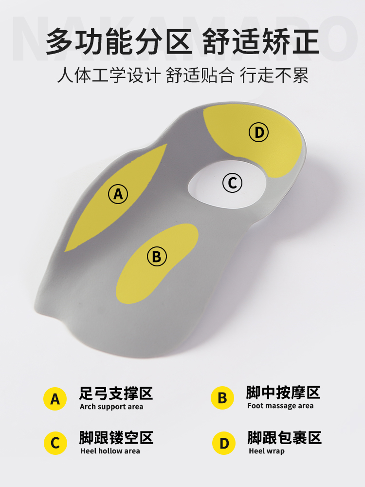 德国XO型腿平底足支撑平足矫正鞋足外翻扁平足矫正鞋垫足弓垫纠正