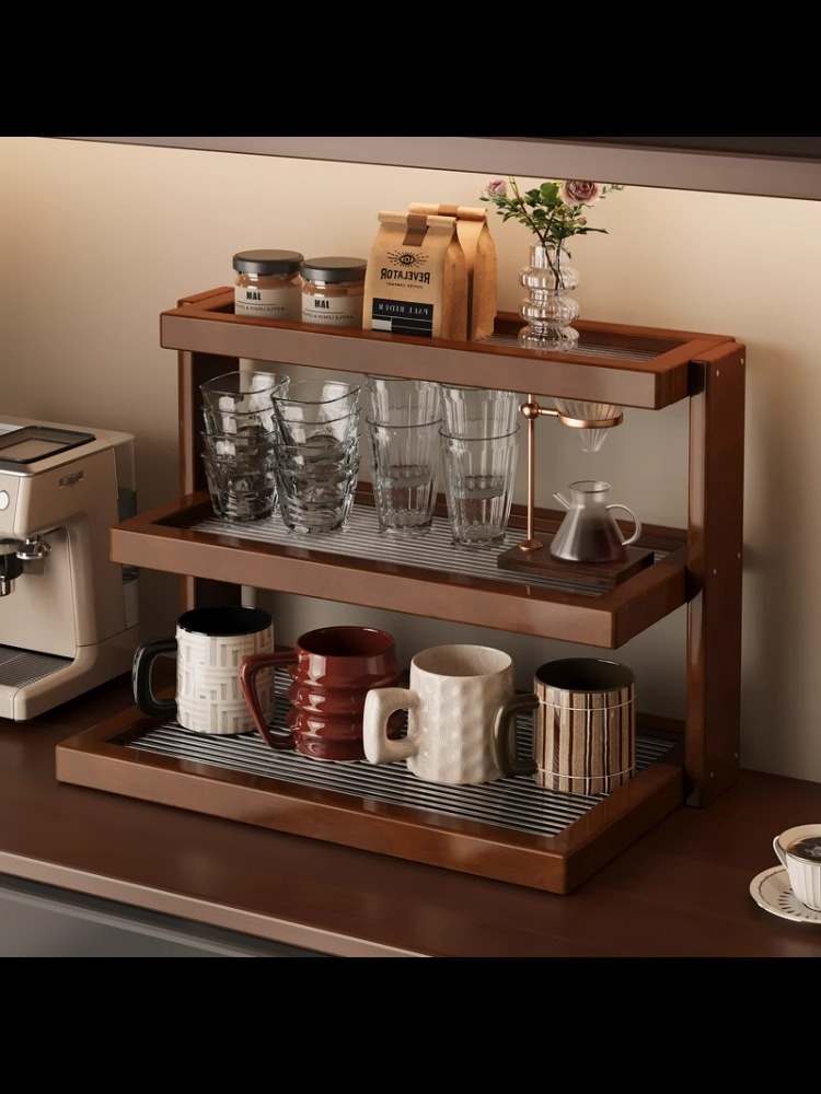 桌面杯架亚克力中古置物架多层餐桌台面杯架子咖啡店转角收纳展示