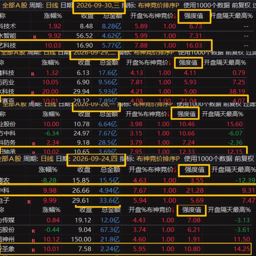 通达信【布神竞价排序】一进二指标 二进三竞价抓涨停连板 无未来