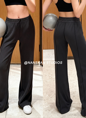 春夏休闲坑条宽松softst神裤速干拖地直筒长裤户外运动裤