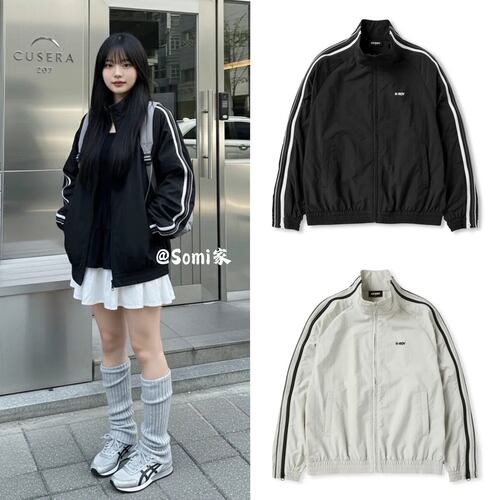 【3月特价】somi家韩国nerdy经典刺绣小标双拉链外套卫裤运动套装