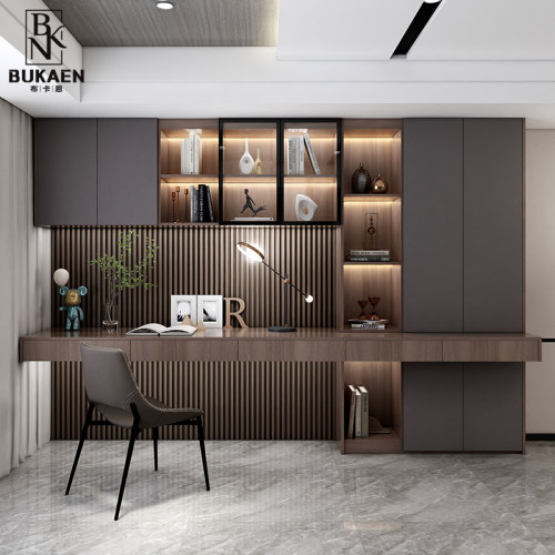 福人精板轻奢书桌书柜全屋定制