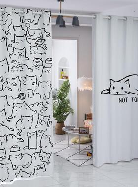 猫窗咪饰帘红款卧室全遮光i网ns民宿装遮阳布简约现代客厅落VVL地