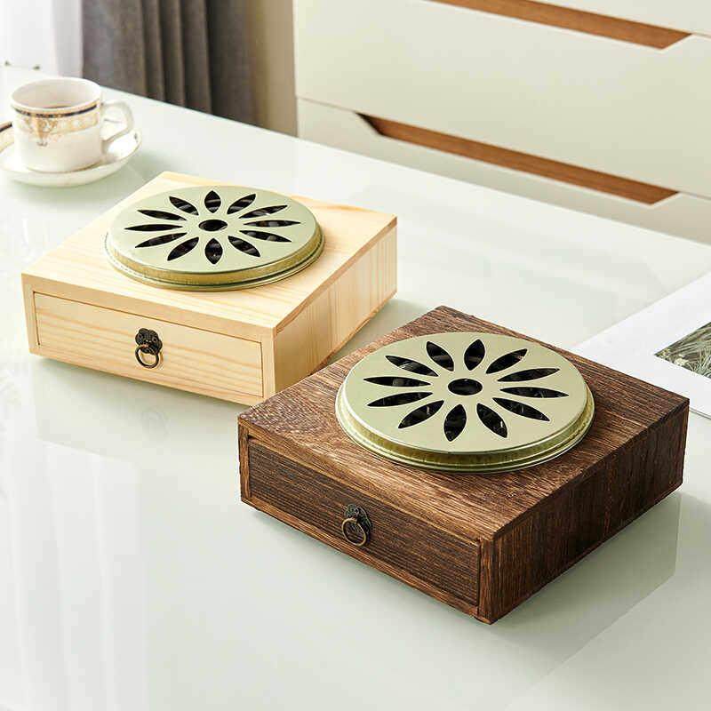 木质KYA蚊香盘托托安蚊带盖防火香家接用灰盒全香炉创意可携式蚊,收纳整理,蚊香收纳盘/盒/架,淘宝优惠券,粉丝福利购,淘宝优惠卷