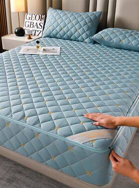 六面全包床保四绣护罩刺yy251115夹棉床笠套拉链款防尘垫防滑季床