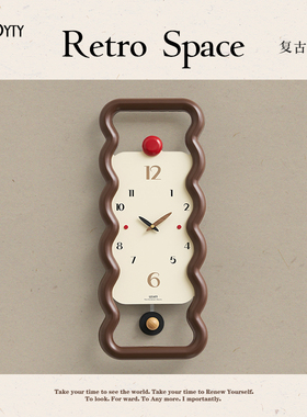 TEBO免打孔艺术钟表挂钟客厅2026新款简约家用创意时钟挂墙高级感