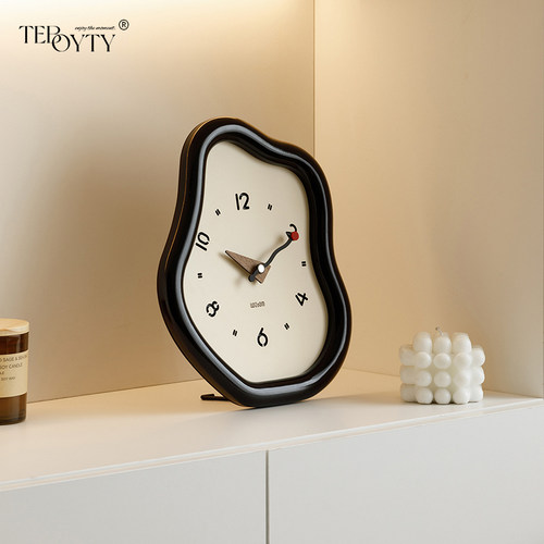 TEBO家居客厅摆台式时钟入户玄关桌面摆件钟表电视柜座钟装饰品