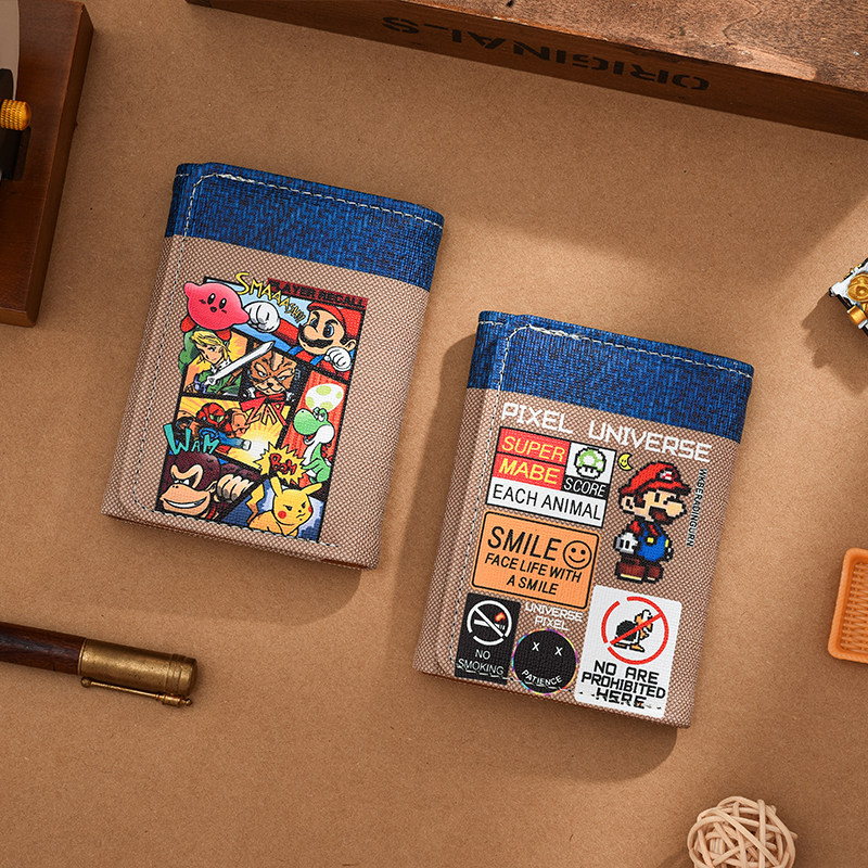 马里奥钱包男青少年钱包儿童学生随身小钱包大学生钱包男款年轻人
