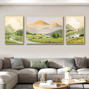 日照金山钻石画满钻石新客厅三联画山水风景高端5D水晶钻石十字绣