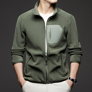 户外抓绒衣男款加厚保暖开衫奥粒绒大码冬时尚男士加绒夹克外套