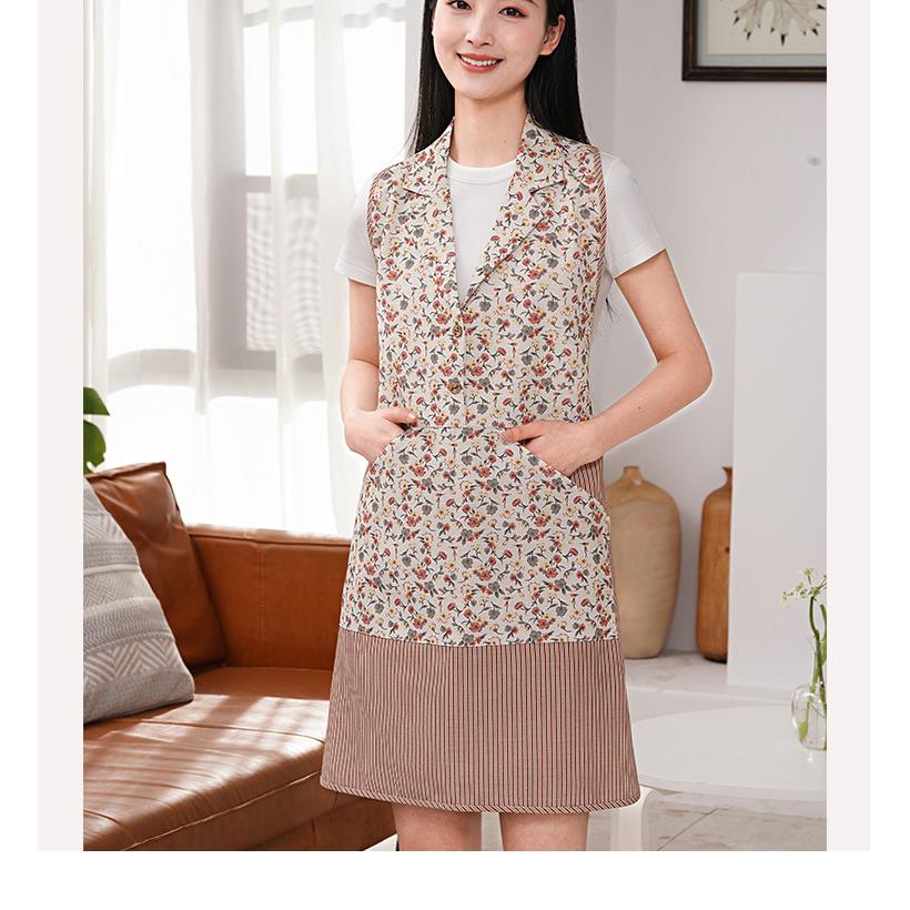 家用厨房围裙防水防油可擦手围腰日系可爱韩版罩衣大人纯棉女长袖