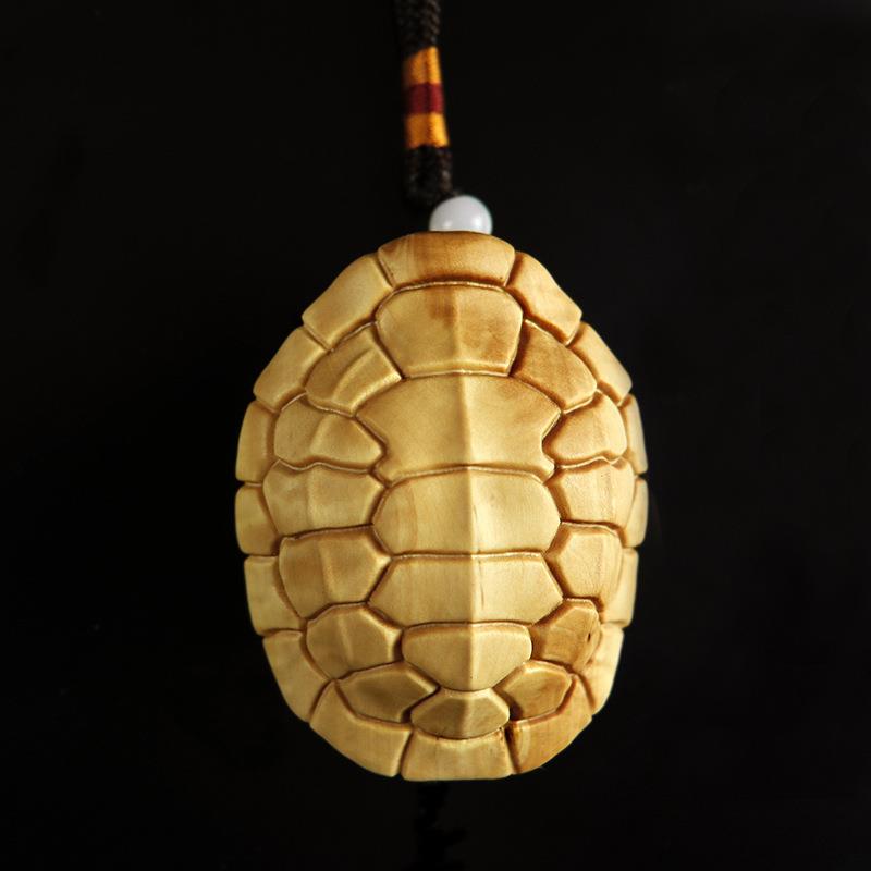 木雕手把件黄杨木雕动物木质乌龟壳富甲天下随身把玩挂件