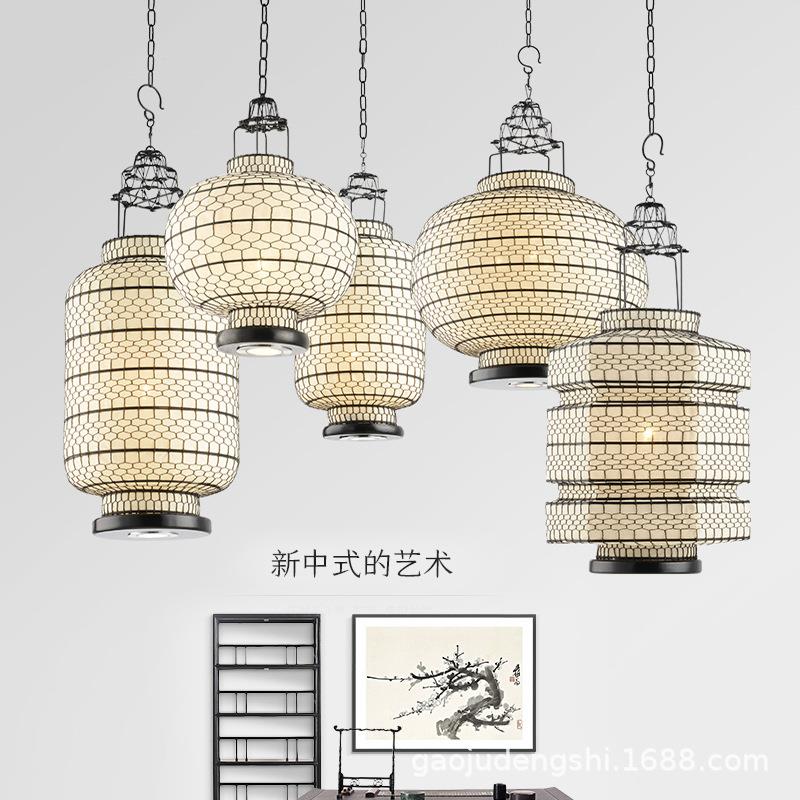 新中式吊灯中餐厅灯笼古典铁艺编织酒店设计师复古鸟笼创意灯