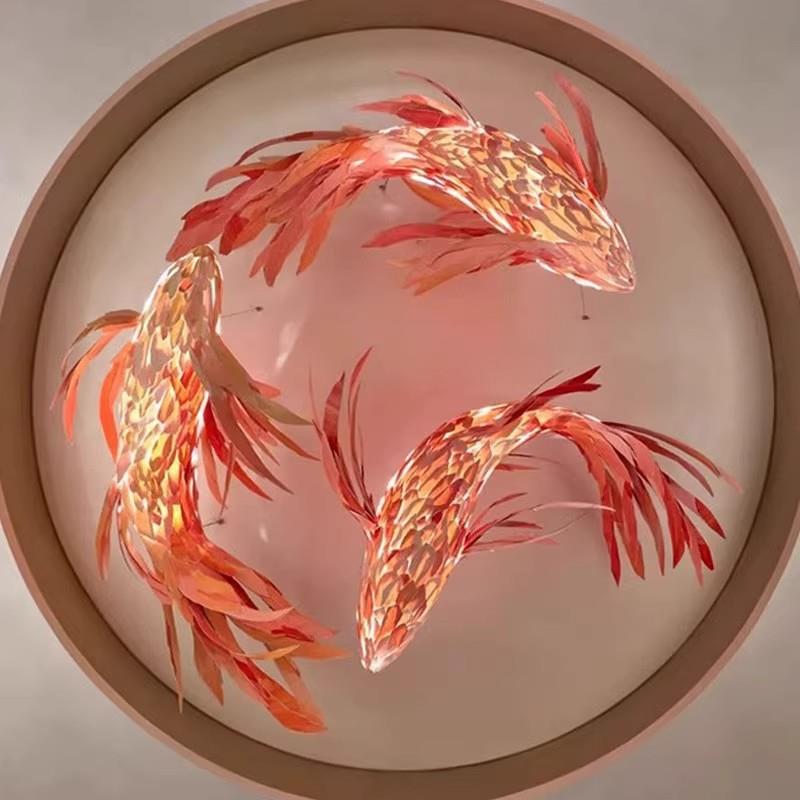 鱼灯吊灯中式餐厅饭店火锅店鱼造型灯会所酒店大堂鱼形装饰鲤鱼灯