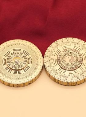 黄铜罗盘陀螺指尖双面旋转64卦太极八卦减压手把件随身便携指南针