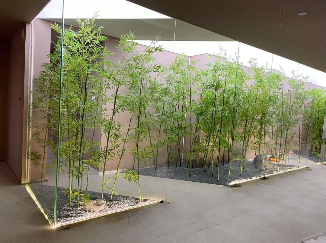 仿真竹子山水竹造景景观室内装饰单支小竹叶装饰假竹子隔断造景