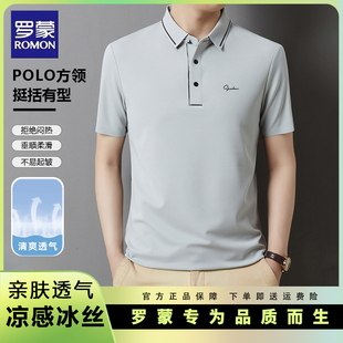 t恤polo衫 夏季 罗蒙短袖 男士 新款 商务休闲凉感透气免烫上衣打底衫